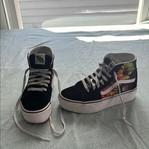 Black High-Top Sneakers with Colorful Accents